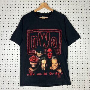 NWO New World Order Wrestling T Shirt Large 90s 1998 Black Graphic Vintage WCW